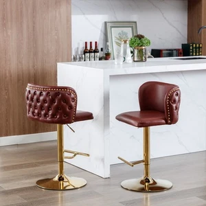 A A Furniture Swivel Barstools Adjustable Height, Modern PU Upholstered Stools - Picture 1 of 11