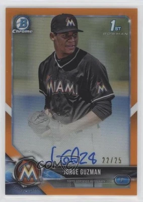 2018 Bowman Chrome Prospect Orange Refractor /25 Jorge Guzman #BCPA-JG Auto - Image 1 of 2