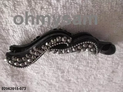 CLOSEOUT 1+2+1+2 NEW BLACK PLASTIC BANANA HAIR CLIP /COMB  / STONE / WAVE / 4 " - Image 1 of 4