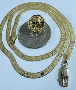 18k 750 Gold 17”/17.5” long Herringbone Quilted Necklace 3.8mm 8.55g Reversible - Picture 1 of 24