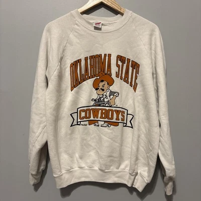 Sudadera De Colección Años 80’s/90’s Oklahoma State Cowboys Blanca Cuello Redondo Talla L EE. UU. Foto 1 de 4