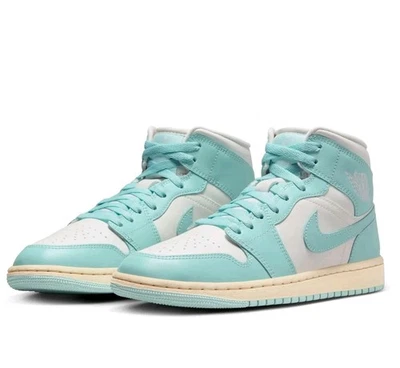 Nike Air Jordan 1 Mid sneaker da donna bianco turchese pelle retrò - spedizione lampo ⚡ - Immagine 1 di 4