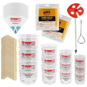Ultimate Paint Mixing Cup Kit, 12 Graduated Cups, Sticks, Strainers, Mixer Blade - Picture 1 of 5