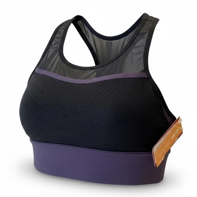 NEW New Balance Women's Determination Sports Bra Size XS Purple, Black - Image 1 of 4