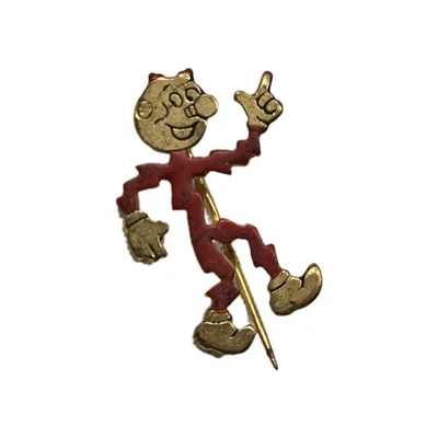 Vintage Mr. Reddy Kilowatt Atom TradeMark Electric Goldtone Red Enamel Stick Pin - Image 1 of 4