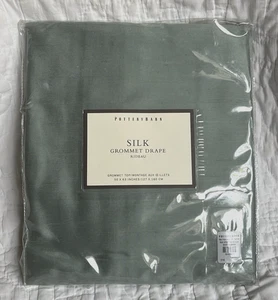 NEW Pottery Barn Silk Grommet Drape Panel 50 x 63 Lined Sage Sea Green Dupioni - Picture 1 of 4