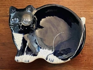 Vintage BLAUE KATZE Keramik Keramik Schmuck Schale Teebeutel Schale PM*02 USA MC70 - Bild 1 von 14