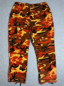 Rothco BDU Camo Pants Mens XL Orange Yellow Brown Camouflage Cargo Button Fly - Picture 1 of 14
