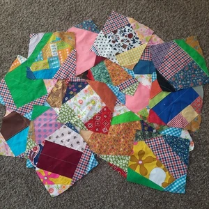 36 PCs 10.5" Retro Crazy Quilt Squares Vintage Fabrics 60s 70s 80s Vibrant Color - Picture 1 of 8