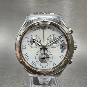 Reloj Swatch Irony Cronógrafo Hombre 40mm Esfera Blanca Acero Fecha Redondo Batería Nueva - Imagen 1 de 11