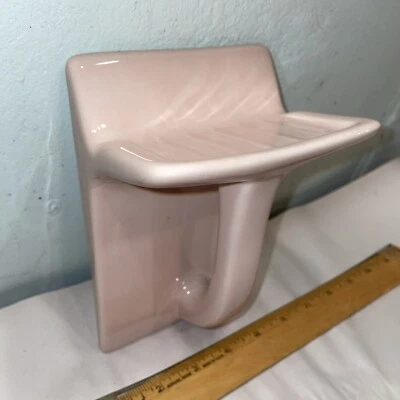 Jabonera vintage de cerámica para baño rosa pastel brillante mango delgado Foto 1 de 4