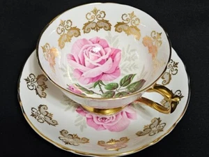 1960s Vintage Paragon Pink Cabbage Rose bud Cup Saucer - Picture 1 of 15