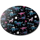 Round Mouse Mat  - Dinosaur Print Eggs Dino Pink Blue  #44884