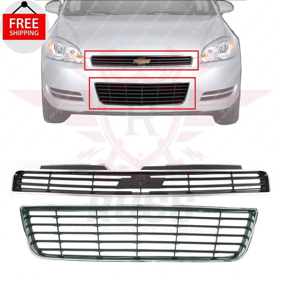 New Front Bumper Upper & Lower Grille Assembly Fits 2006-2011 Chevrolet Impala Foto 1 de 4
