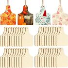 40pcs With Ropes Cow Ear Tags Cutouts Wooden Farmhouse Blank  DIY Craft