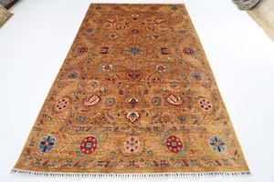 7 x 10 ft Oriental GoldArea Rug Afghan Hand Knotted Veg dye Wool Living Room Rug - Picture 1 of 10