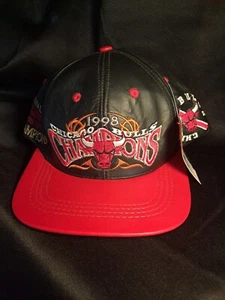 Chicago Bulls 1998 NBA Champions J.H. Design Vintage Leder Stapback Cap Mütze - Bild 1 von 7