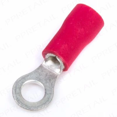 RED CRIMP RINGS Insulated X50 Copper Electrical Connectors Wire Stud Sizes UK - Image 1 of 2
