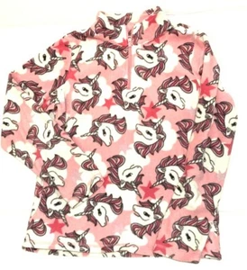 Preowned the Children's Place GIRLS Fleece Pullover Sweater Pink UNICORNS sz 16 - Picture 1 of 6