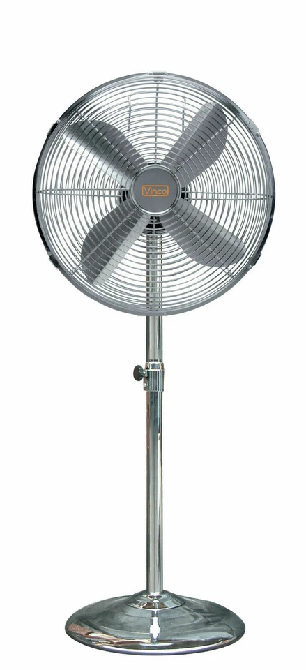 Ventilatore a Piantana Cromato 3 Velocità 50 W Altezza Regolabile 130 cm Vinco - Immagine 1 di 1