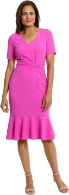 London Times Flounce Hem Midi Twist Women's Dress V-Neck size 10 NWT - Image 1 of 4
