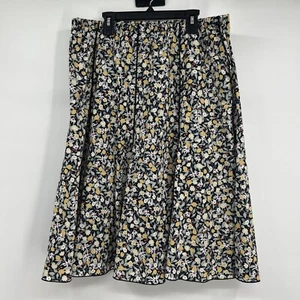NWT Christopher & Banks Skirt Women’s Sz PL Floral Black Lined Flare Knee Length - Picture 1 of 9