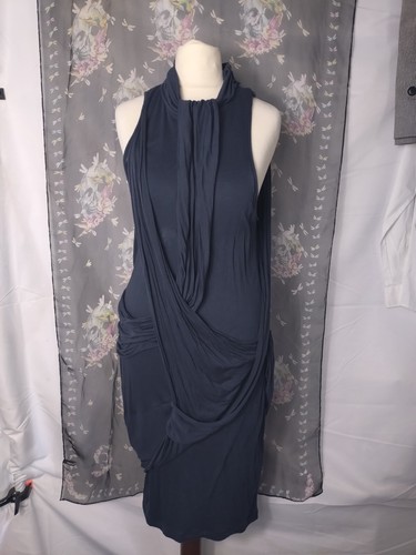 Abito donna Alexander McQueen blu navy drappeggiato taglia IT44