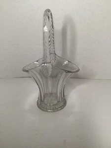 Vintage Glass Easter Basket with Handle Large 13" High 1920 Brides Flower Vase - Picture 1 of 2