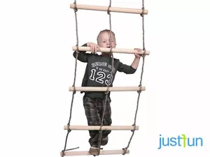 Doppelstrickleiter mit 7 Holzsprossen Baumhaus Seilleiter Kletterseil Spielturm - Bild 1 von 4