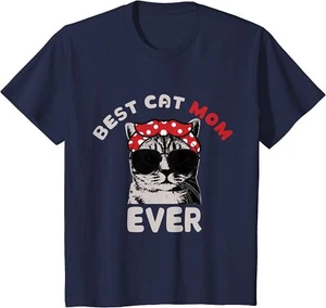Funny Cat Best Cat Mom Ever Meow With My Cat Gift Youth Unisex T-shirt - Picture 1 of 7