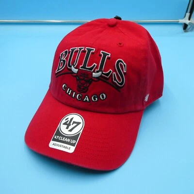 Chicago Bulls Sombrero Para Hombres Correa Trasera '47 Marca Roja Gorra de Béisbol Baloncesto NBA Nuevo Foto 1 de 4