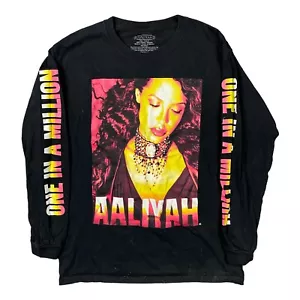 Camisa AAliyah Adulto Mediana Negra Manga Larga Hip Hop Uno en Un Millón Camiseta de Rap - Imagen 1 de 7