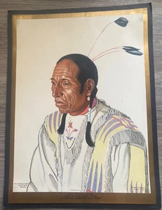 Estampado De Colección ~ Disparado en Ambos Lados Jefe de la Tribu de Sangre Waterton Lakes Park - Imagen 1 de 6