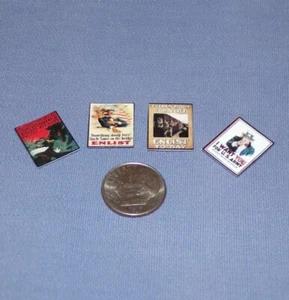 Dollhouse Miniature Print VTG US Army Recruit Posters Uncle Sam I Want You Lot - Picture 1 of 1