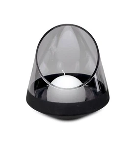 Windlicht Kerzenhalter BLACK METALLIC schräger Rand H. 17cm aus Glas Formano - Bild 1 von 2