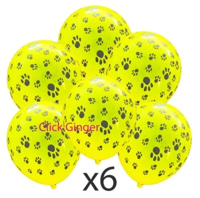 Yellow Paw Print Latex Balloon (x6) Paw Patrol Rubble Party Decoration - image 1 of 2
