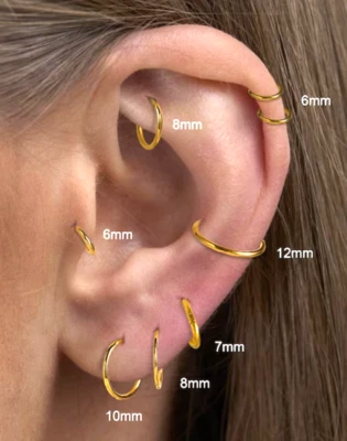 20G/18G/16G Titanium Hinged Hoops Earring G23 Cartilage Nose Ring Helix Segment - Image 1 of 4