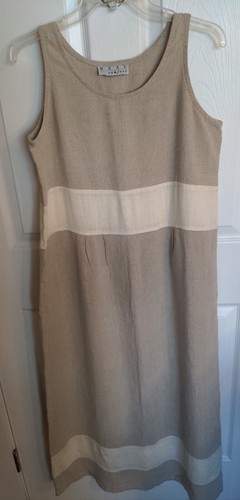 OFF WHITE Maglione lungo da donna senza maniche Real Comfort lino? Taglia S?? Bianco e beige