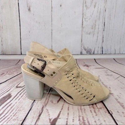 Naughty Monkey Slingback Sandals New Leather Chunky Open Toe Block Heel w/ Strap - Image 1 of 4