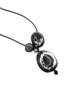 New BLACK MARBLE Dinosaur Designs Rock Cluster Necklace - Picture 1 of 5