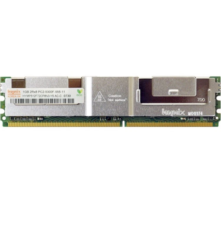 Hynix 1GB 2Rx8 PC2-5300F-555-11 (HYMP512F72CP8N3-Y5 AC-C) - Image 1 of 1
