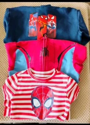 Spider Man Set. Two Hoodies One Pajamas Set. Marvel. Comics. Spidey. Red Stripes - Image 1 of 4