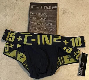 C-IN2 H+A+R+D Cotton Stretch Hustle Brief - Large, navy/yellow - Picture 1 of 1