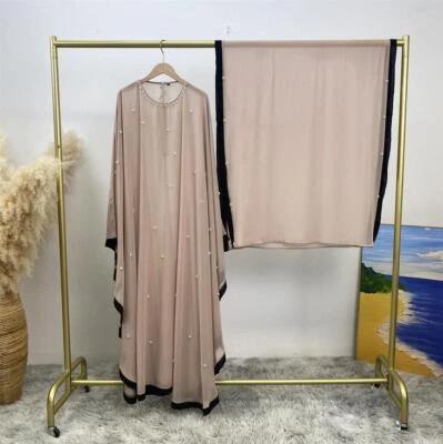 Мусульманские исламские женские летучая мышь рукав платье 2шт хиджаб абайя кафтан арабский халат наборы - Изображение 1 из 4