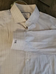 Charles Tyrwhitt Extra Slim Fit Bügelfrei Braun Kariert Monogramm Manschette 17,5/36 - Bild 1 von 10