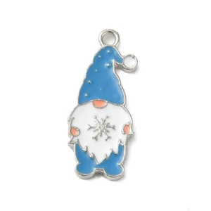 10 Very Cute Christmas Gonk Shaped Silver Tone Pendants & Enamel Detail - Picture 1 of 2