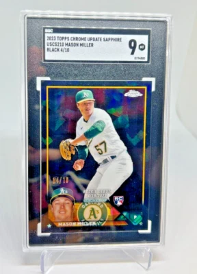 SGC 9 - 2023 Topps Chrome Update Sapphire MASON MILLER Black 04/10 Athleitcs - Image 1 of 2