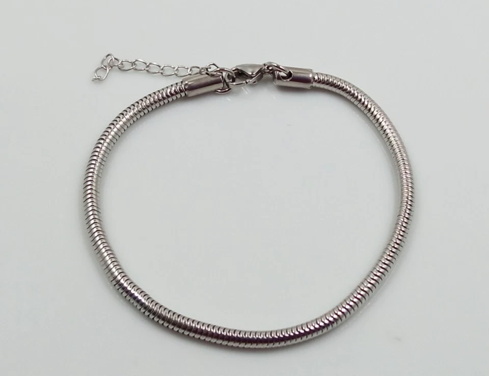 1pz base  bracciale snake chain in acciaio inox 19,5cmx3mm colore argento scuro - Immagine 1 di 1