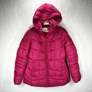 Faded Glory Parka Jacket Womens XS Hot Pink Hooded Pockets Puffer Magenta - Picture 1 of 14
