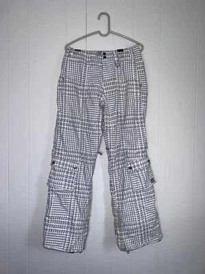 Pantalones de esquí Burton snowboard S blanco gris pata de gallo al aire libre Foto 1 de 4
